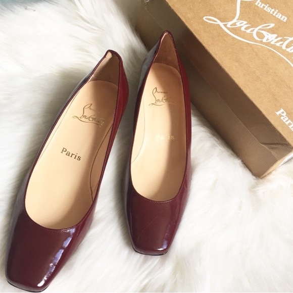 Christian Louboutin square toe burgundy kitten heels - Picture 3 of 12